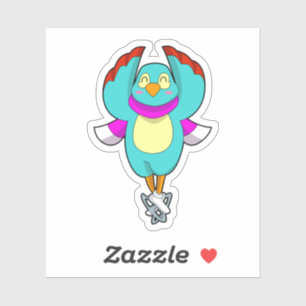 Vogel bij ijsschaatsen met ijsscheuren.PNG Sticker