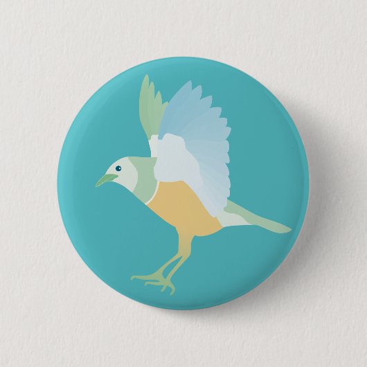 vogel (blauw) ronde button 5,7 cm (Voorkant)