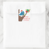 Vogel breien naalden garen Kerstmis vakantie label (Tas)