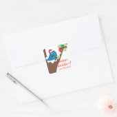 Vogel breien naalden garen Kerstmis vakantie label (Envelop)