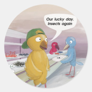 Vogel Cafetaria Grappig Ronde Sticker