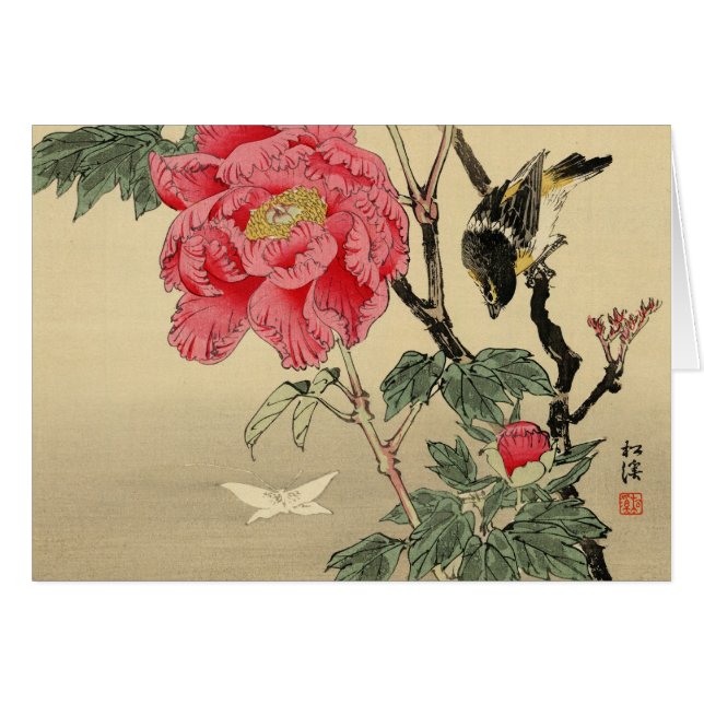 Vogel die naar een vlinder kijkt (Voorkant Horizontaal)