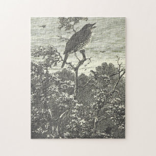 Vogel die op een Puzzle van de Tak van de Boom wor Legpuzzel