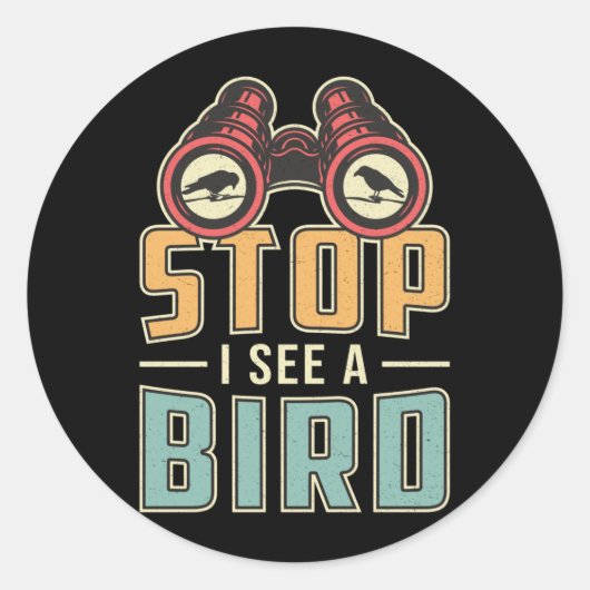Vogel die terugkijkt Stop met een vogelobservator. Ronde Sticker (Voorkant)