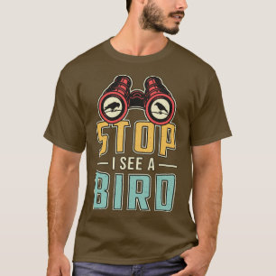 Vogel die terugkijkt Stop met een vogelobservator. T-shirt