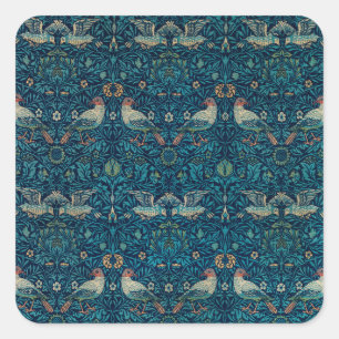 Vogel door William Morris,  Tuin Textielkunst Vierkante Sticker