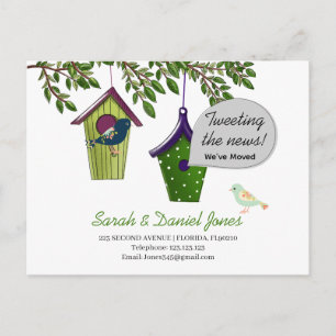 Vogel dozen verhuisd wij zijn verhuisd aankondigingskaart