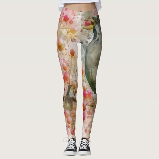 Vogel eet bessen, Dames Leggings (Voorkant)