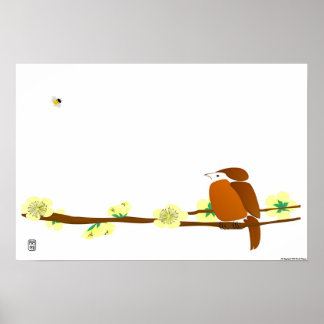Vogel en bijen poster