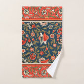 Vogel en bloem Perzisch blauw rood patroon Bad Handdoek (Handdoek)