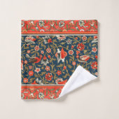 Vogel en bloem Perzisch blauw rood patroon Bad Handdoek (Wasdoekje)