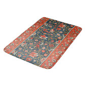 Vogel en bloem Perzisch blauw rood patroon Badmat (Gekanteld)