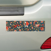 Vogel en bloem Perzisch blauw rood patroon Bumpersticker (Op auto)