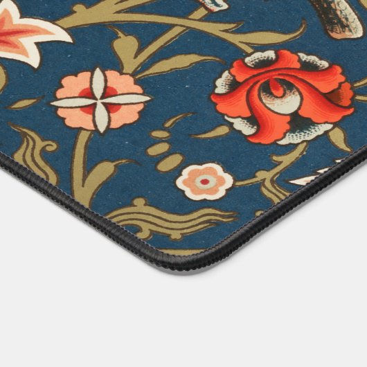 Vogel en bloem Perzisch blauw rood patroon Bureaumat (Hoek)