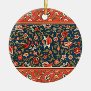 Vogel en bloem Perzisch blauw rood patroon Keramisch Ornament