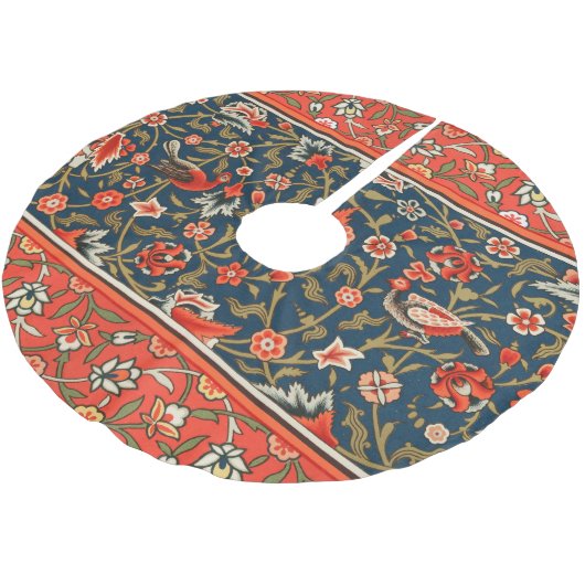 Vogel en bloem Perzisch blauw rood patroon Kerstboom Rok (Gekanteld)