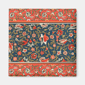 Vogel en bloem Perzisch blauw rood patroon Magneet (Voorkant)