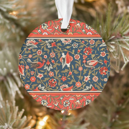 Vogel en bloem Perzisch blauw rood patroon Ornament (Boom)