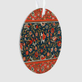 Vogel en bloem Perzisch blauw rood patroon Ornament (voorkant)