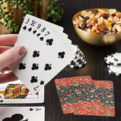 Vogel en bloem Perzisch blauw rood patroon Pokerkaarten (Insitu)