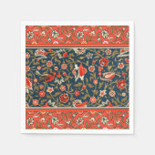 Vogel en bloem Perzisch blauw rood patroon Servet (Voorkant)
