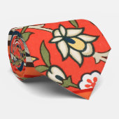 Vogel en bloem Perzisch blauw rood patroon Stropdas (Opgerold)