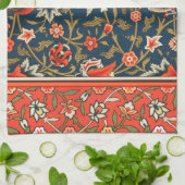 Vogel en bloem Perzisch blauw rood patroon Theedoek (Gevouwen)