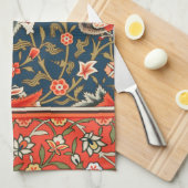 Vogel en bloem Perzisch blauw rood patroon Theedoek (Quarter Fold)