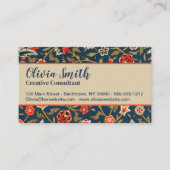 Vogel en bloem Perzisch blauw rood patroon Visitekaartje (Voorkant)