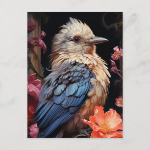 Vogel en bloemen briefkaart