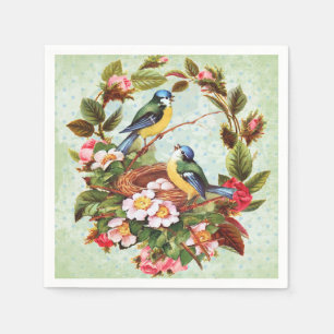 Vogel en Bloemen Cocktail servetten