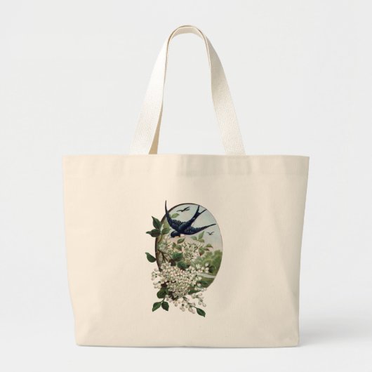  vogel en bloemen grote tote bag (Voorkant)
