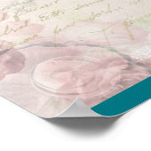 Vogel en bloemen met handschrift Shabby  Poster (Hoek)