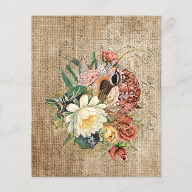  Vogel en Bloemen Scrapbook Papier (Voorkant)