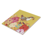 Vogel en bloemen tegeltje (Zijkant)