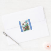  vogel en bloemen vierkante sticker (Envelop)