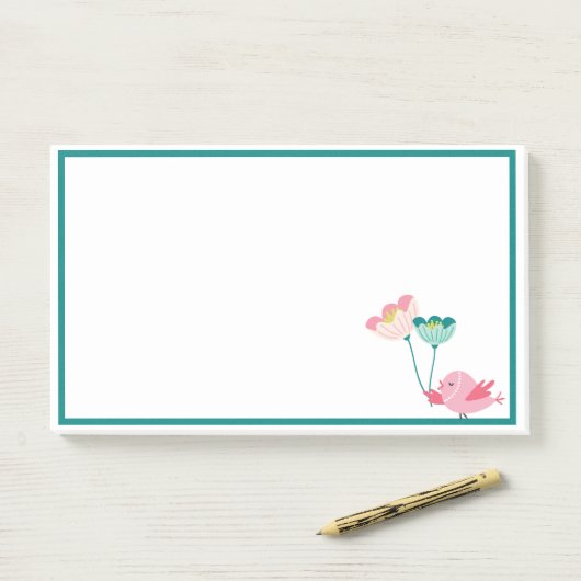 Vogel- en bloemnotities post-it® notes (Op bureau)