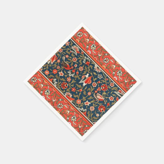 Vogel- en bloempatroon in Perzisch blauw rood Servet (Hoek)
