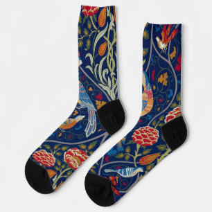 Vogel- en bloempatroon, William Morris Sokken