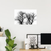 Vogel en boomsilhouet. poster (Thuiskantoor)