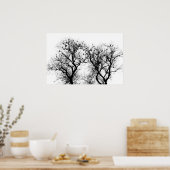 Vogel en boomsilhouet. poster (Keuken)