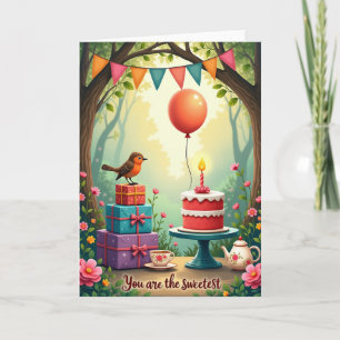 Vogel en cadeaus verjaardagskaart kaart