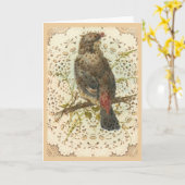  vogel en doilie kaart (Gele Bloem)