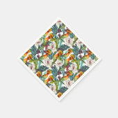 Vogel en exotisch bloemenpatroon | Monogram 2 Servet (Hoek)