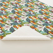 Vogel- en exotische bloempatroon sherpa deken (3/4)