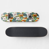Vogel- en exotische bloempatroon skateboard (Horizontaal)