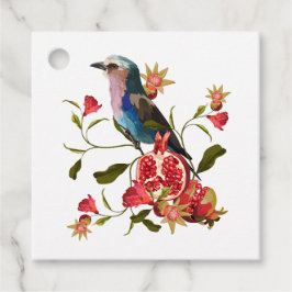 Vogel en granaatappel fruit illustratie. bedankjes labels