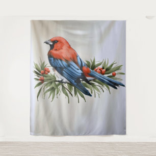 Vogel- en Hulst Kerst Wanddecoratie Wandkleed