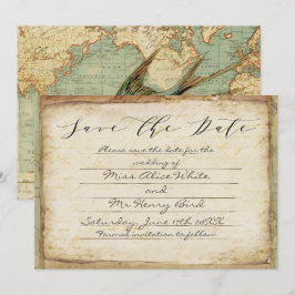  vogel en kaart blauwgroen bruiloft Sparen de datu