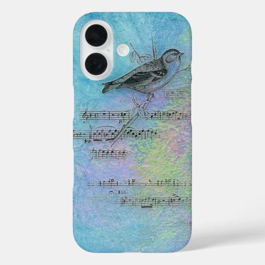 vogel - en muziekontwerp op waterverf Case-Mate iPhone case (Achterkant)